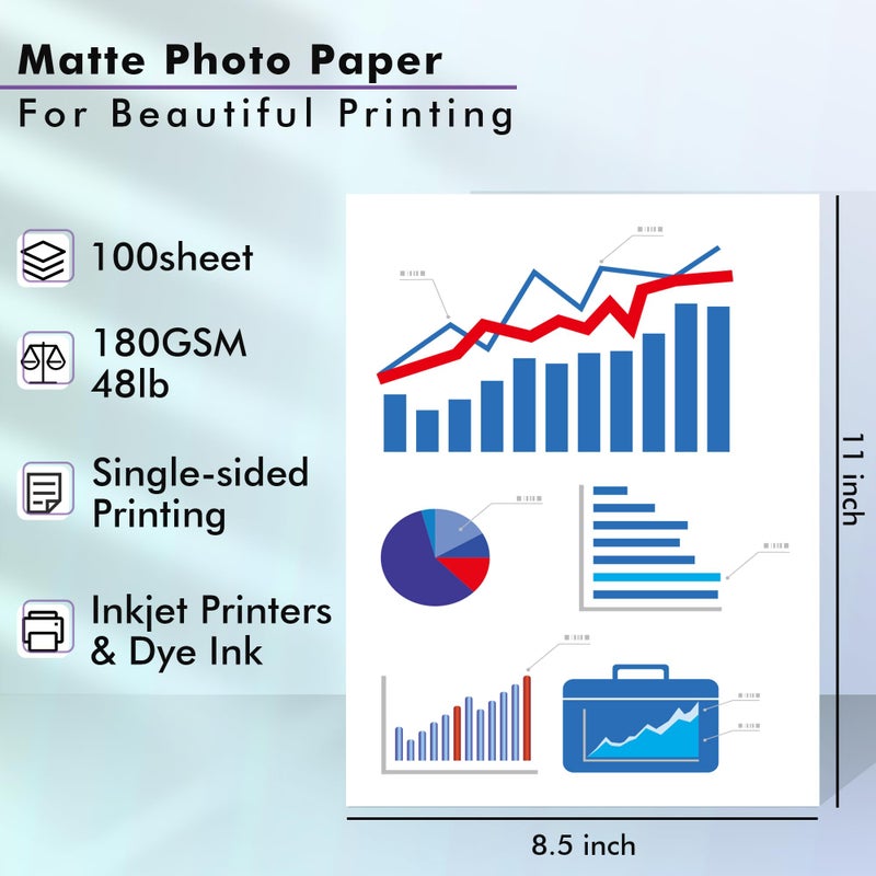 KOALA PAPER Koala Photo Paper Matte Coated 8.5X11 Inches Compatible with Inkjet Printer 48LB Presentation Paper 100 Sheets - Image 2